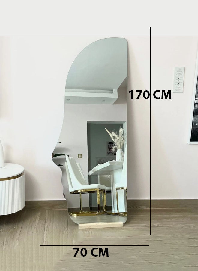 Side Face Shape Modern Make Up Mirror with Floor Stand for Bedroom and Bathroom 70x170cm