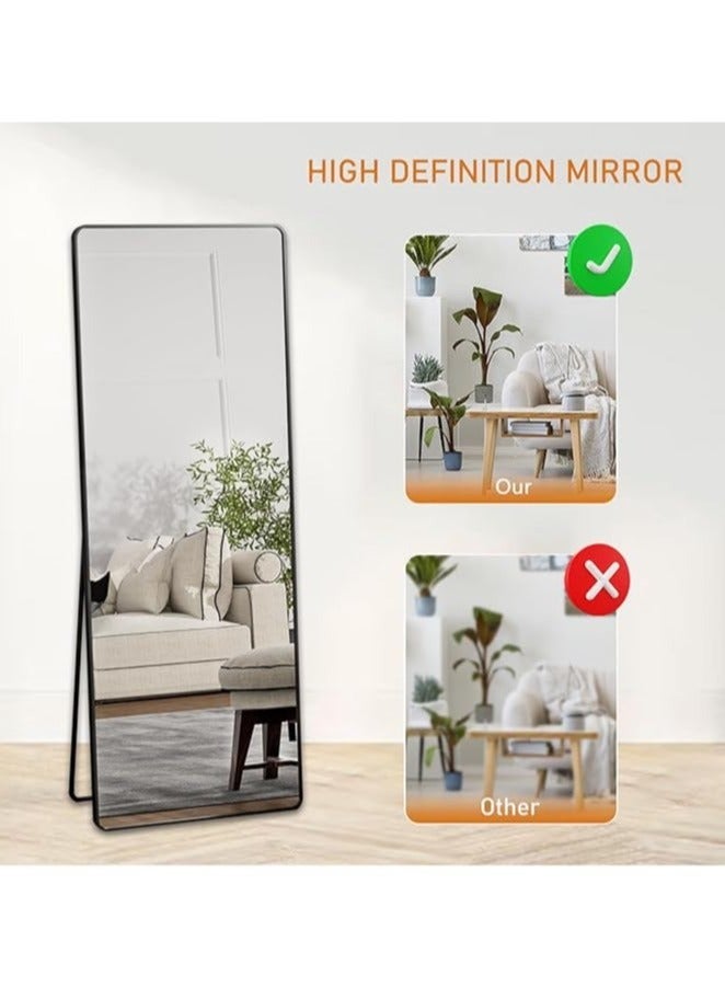 Full Length Mirror Round Corner Frame with Floor Stand Wrought Iron Full Length Mirror White Frame 65x180cm