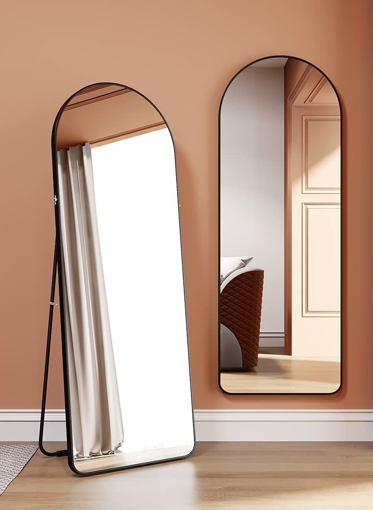 Arched Full-Length Mirror – Modern & Elegant Full Body Mirror for Bedroom, Living Room, Makeup Room & Bathroom – Wall-Mounted or Freestanding – Elegant Frame – Large & Durable Design
