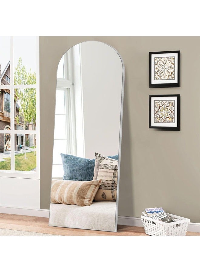 Full Length Mirror Arch Frame with Floor Stand Wrought Iron Full Length Mirror Black Frame 60x180cm