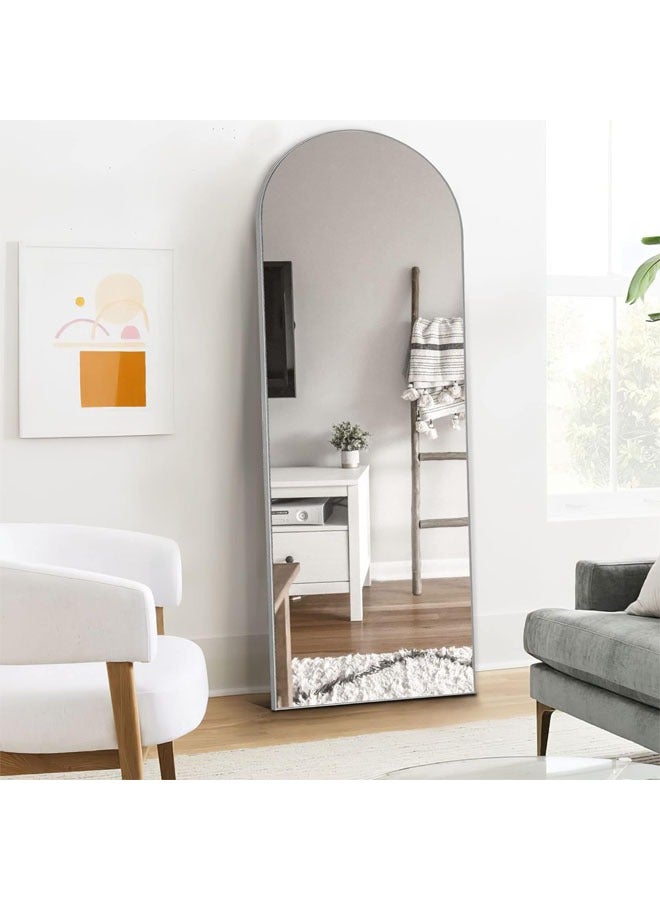 Full Length Mirror Arch Frame with Floor Stand Wrought Iron Full Length Mirror Black Frame 60x180cm