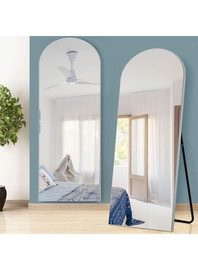 Full Length Mirror Arch Frame with Floor Stand Wrought Iron Full Length Mirror Black Frame 60x180cm