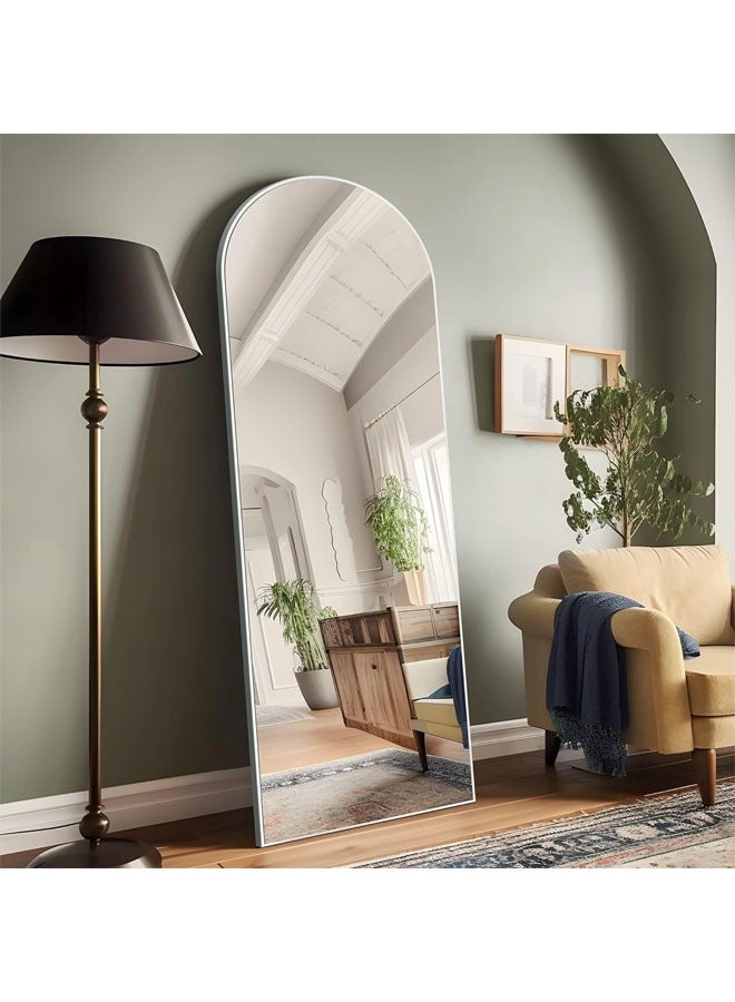 Full Length Mirror Arch Frame with Floor Stand Wrought Iron Full Length Mirror Black Frame 60x180cm