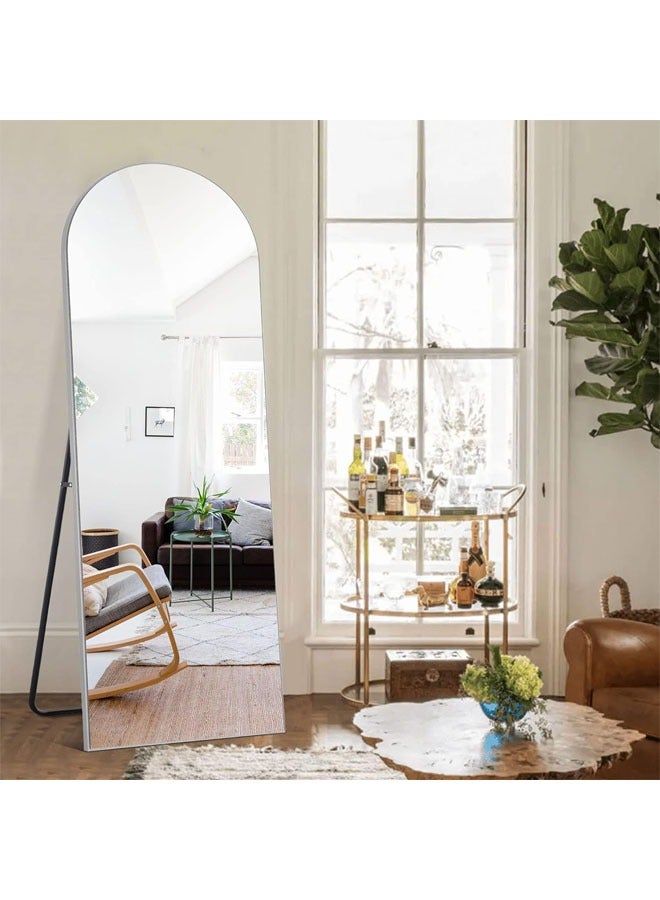 Full Length Mirror Arch Frame with Floor Stand Wrought Iron Full Length Mirror Black Frame 60x180cm