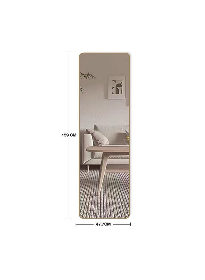 Full-Length Dressing Floor Mirror with Bracket Stand, Wall Mounted Mirror, Aluminum Alloy Frame, Gold Frame, 47.7x159cm