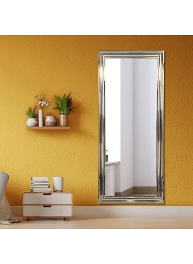 Full-Length Wall-Mounted Mirror HD Glass Mirror with PVC Thick Frame Gold 84x194 cm