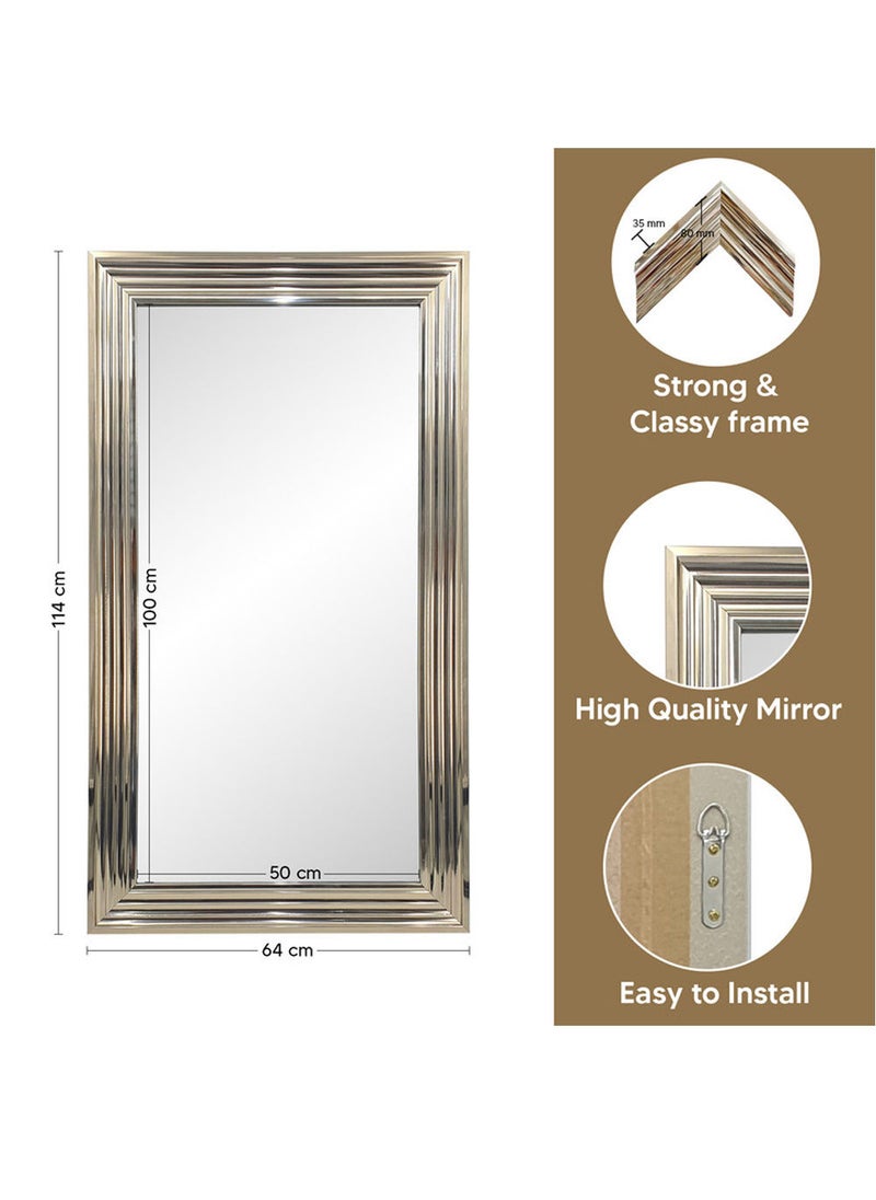 64x114CM Outer Size Strong Full Length Dressing Mirror Large Rectangle for Bedroom Living Room Mirrors Wall-Mounted Mirror PVC Thick Frame (Silver)