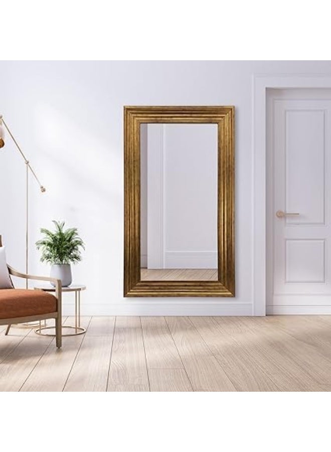 Strong Full Length Dressing Mirror Large Rectangle for Bedroom Living Room Mirror Wall-Mounted Mirror Aluminum Alloy Thick Frame Gold 84 * 194cm