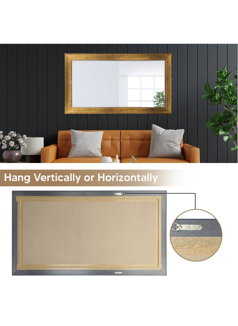 Strong Full Length Dressing Large Rectangle Mirror for Bedroom Wall-Mounted PVC Thick Frame Gold