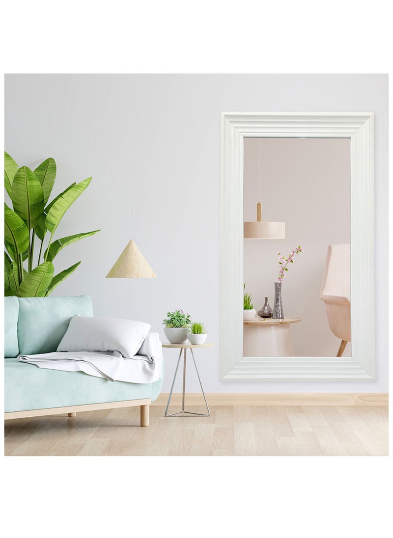 Strong Full Length Dressing Large Rectangle Mirror for Bedroom Wall-Mounted PVC Thick Frame White