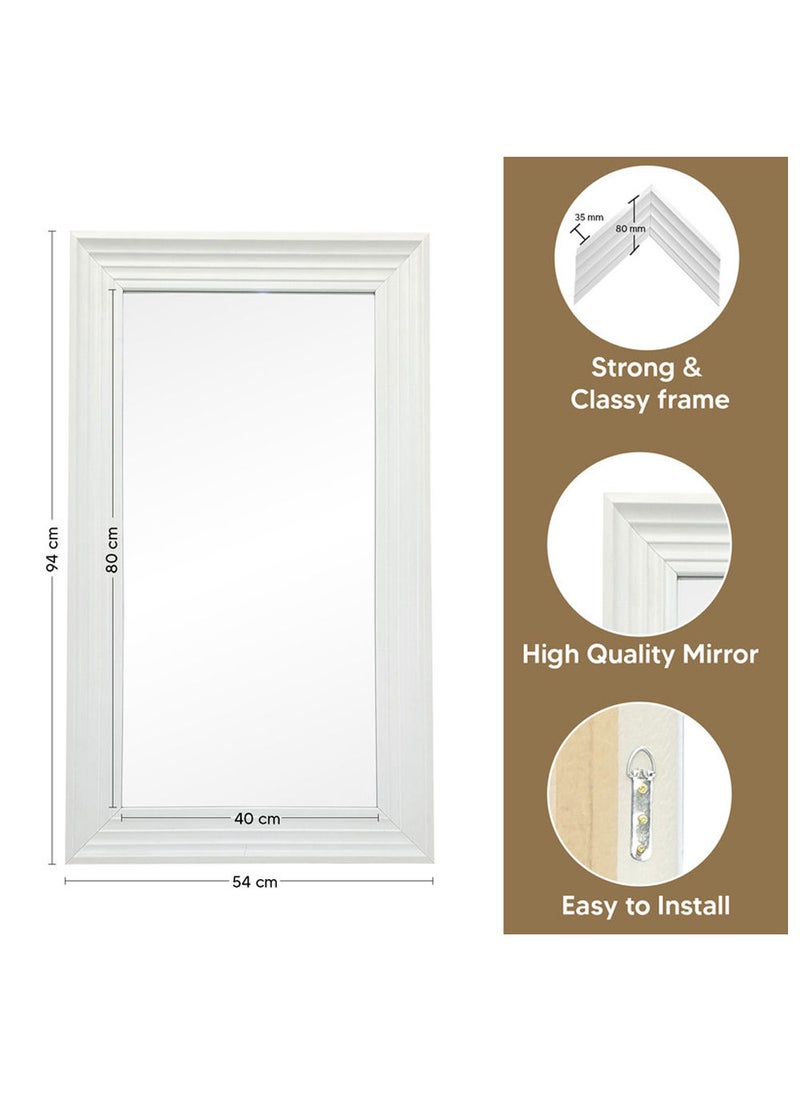 Strong Full Length Dressing Mirror Large Rectangle for Bedroom Living Room Mirrors Wall-Mounted Mirror Rectangular Dressing Mirror with White PVC Thick Frame - White