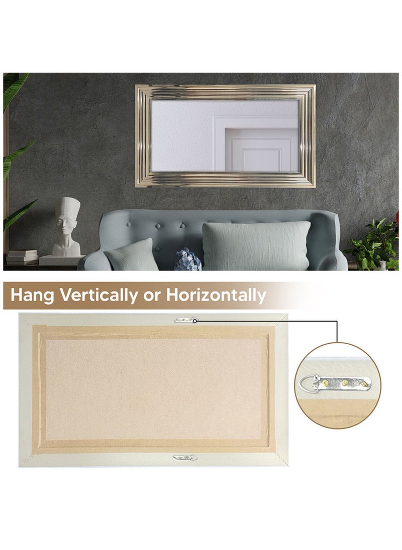 Strong Full Length Dressing Large Rectangle Mirror for Bedroom Wall-Mounted PVC Thick Frame Silver