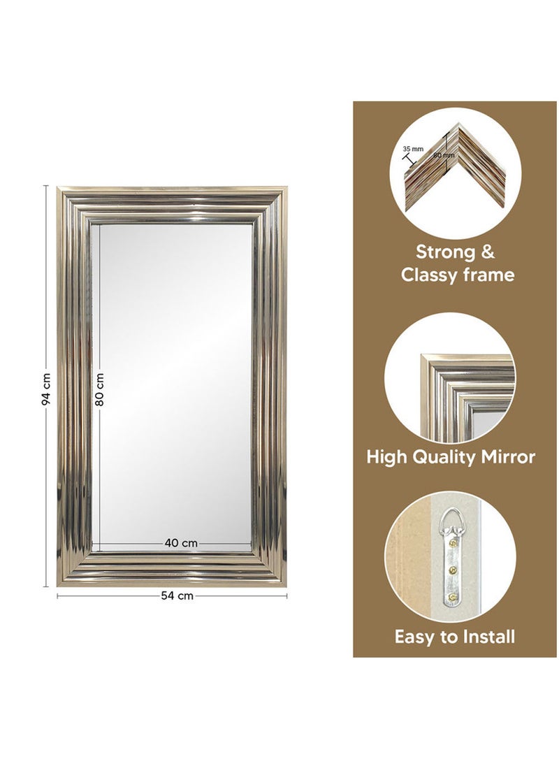 Strong Full Length Dressing Large Rectangle Mirror for Bedroom Wall-Mounted PVC Thick Frame Silver