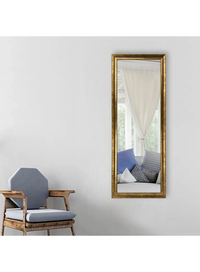 Vertical Wall Mount Mirror with PVC Frame, Brown Gold Color,  36x96cm