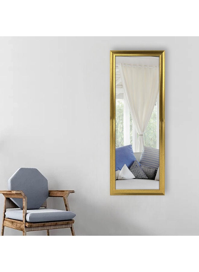 Vertical Wall Mount Mirror with PVC Frame, Metaillic Gold Color,  36x96cm