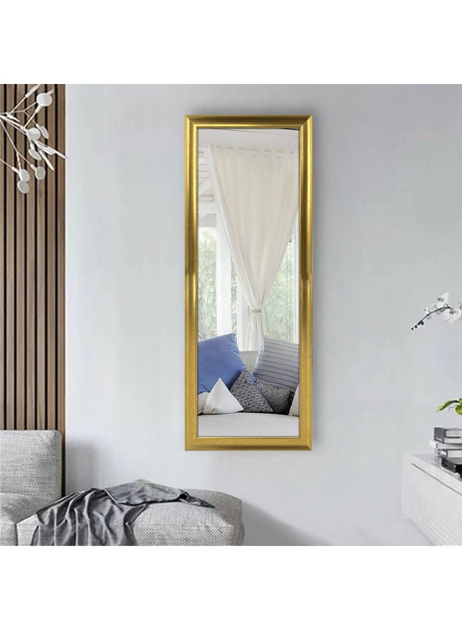 Vertical Wall Mount Mirror with PVC Frame, Metaillic Gold Color,  36x96cm