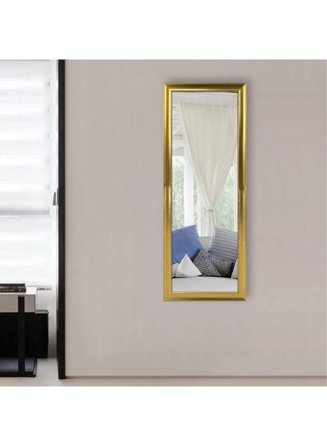 Vertical Wall Mount Mirror with PVC Frame, Metaillic Gold Color,  36x96cm