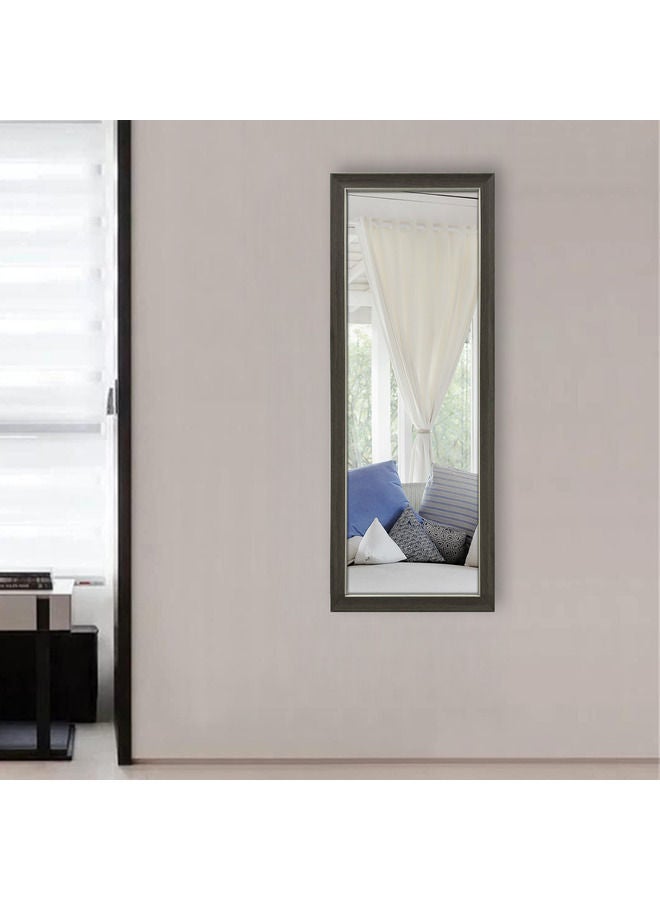 Vertical Wall Mount Mirror with PVC Frame, Grey Wood Color,  36x96cm