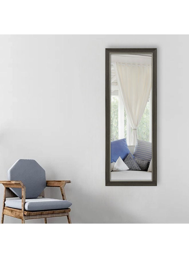 Vertical Wall Mount Mirror with PVC Frame, Grey Wood Color,  36x96cm