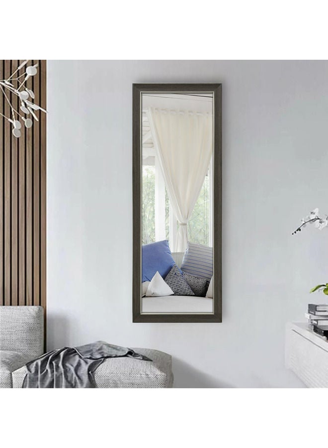 Vertical Wall Mount Mirror with PVC Frame, Grey Wood Color,  36x96cm