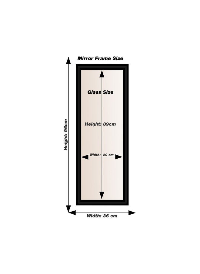 Vertical Wall Mount Mirror with PVC Frame, Grey Wood Color,  36x96cm