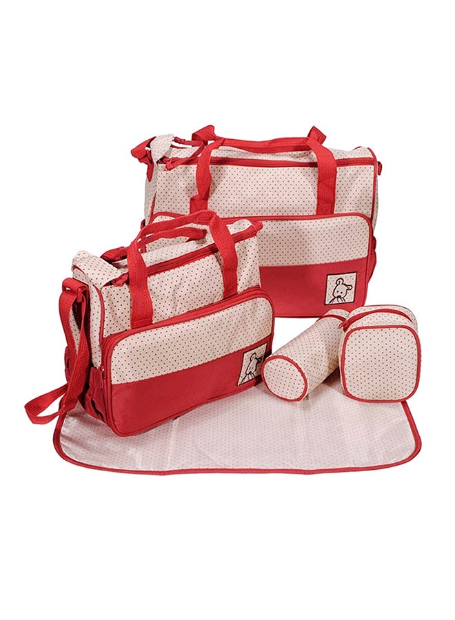 5-In-1 Dots Printed Diaper Bag Set