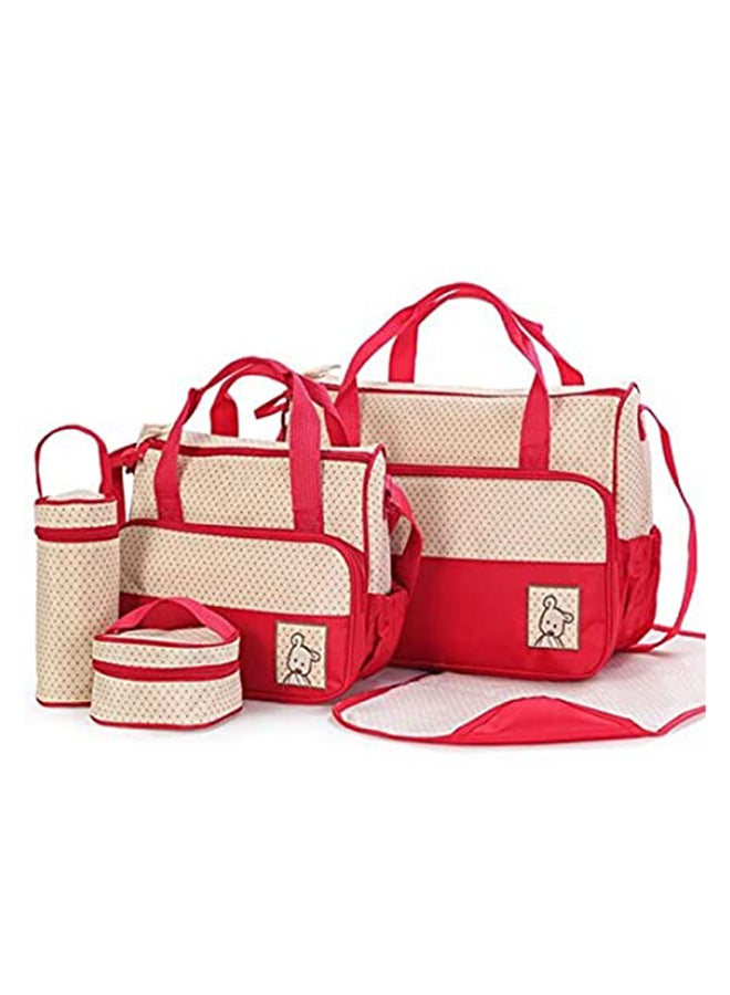 5-In-1 Dots Printed Diaper Bag Set