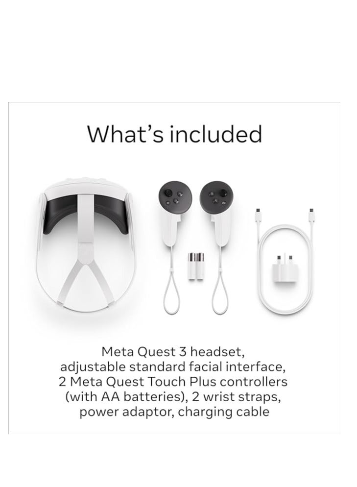 Meta Quest 3 128GB – Standalone Virtual Reality Headset | Breakthrough mixed reality – Powerful performance white