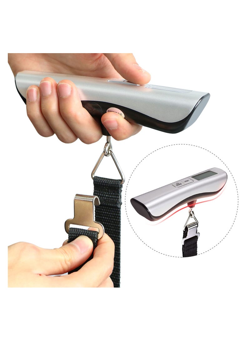 Portable Handheld Luggage Scale Digital Weight Scale Up To 50kg 110lbs Travel Baggage Scale With Hook Overweight Alert Ideal For Airport Use