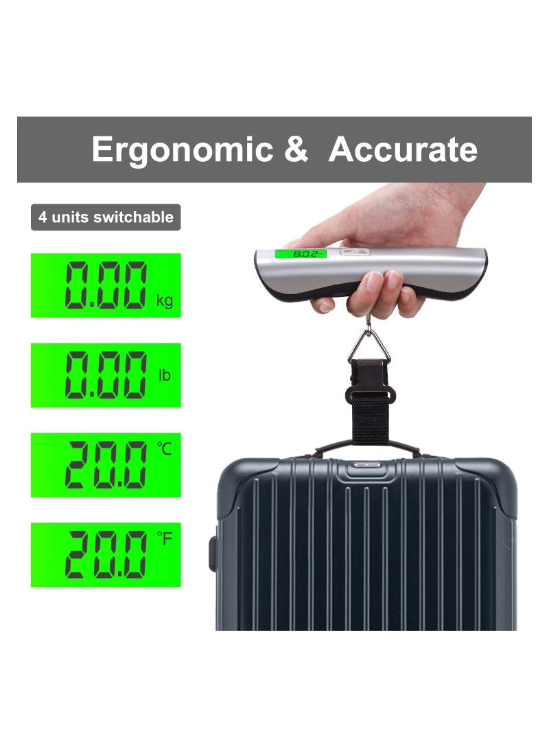 Portable Handheld Luggage Scale Digital Weight Scale Up To 50kg 110lbs Travel Baggage Scale With Hook Overweight Alert Ideal For Airport Use