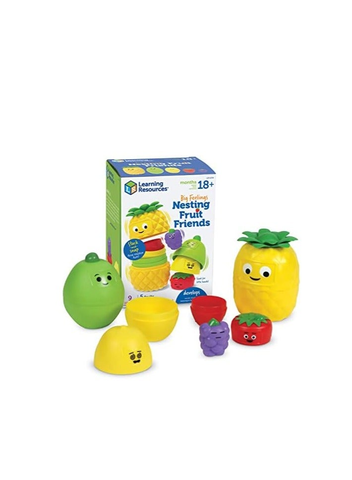 Big Feelings Nesting Fruit Friends, 9 Pieces, Ages 18+ Months, Social Emotional Learning Toys, Sensory Toys, Speech Therapy Materials, Back to School