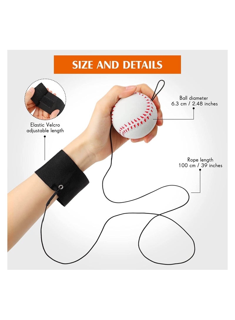 6 Pieces Sports Wrist Ball Set with Basketball, Baseball, and Football on a String - Rubber Rebound Balls for Kids' Parties, Exercise, and Playtime Fun