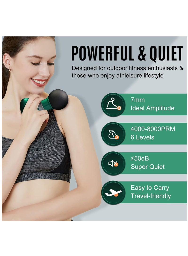 Mini Massage device, Portable Deep Relaxation Massager device with 6 Speeds, USB Quiet Tissue Muscle for Pain Relief Athletes, Gifts from Daughter Son Wife(Green)