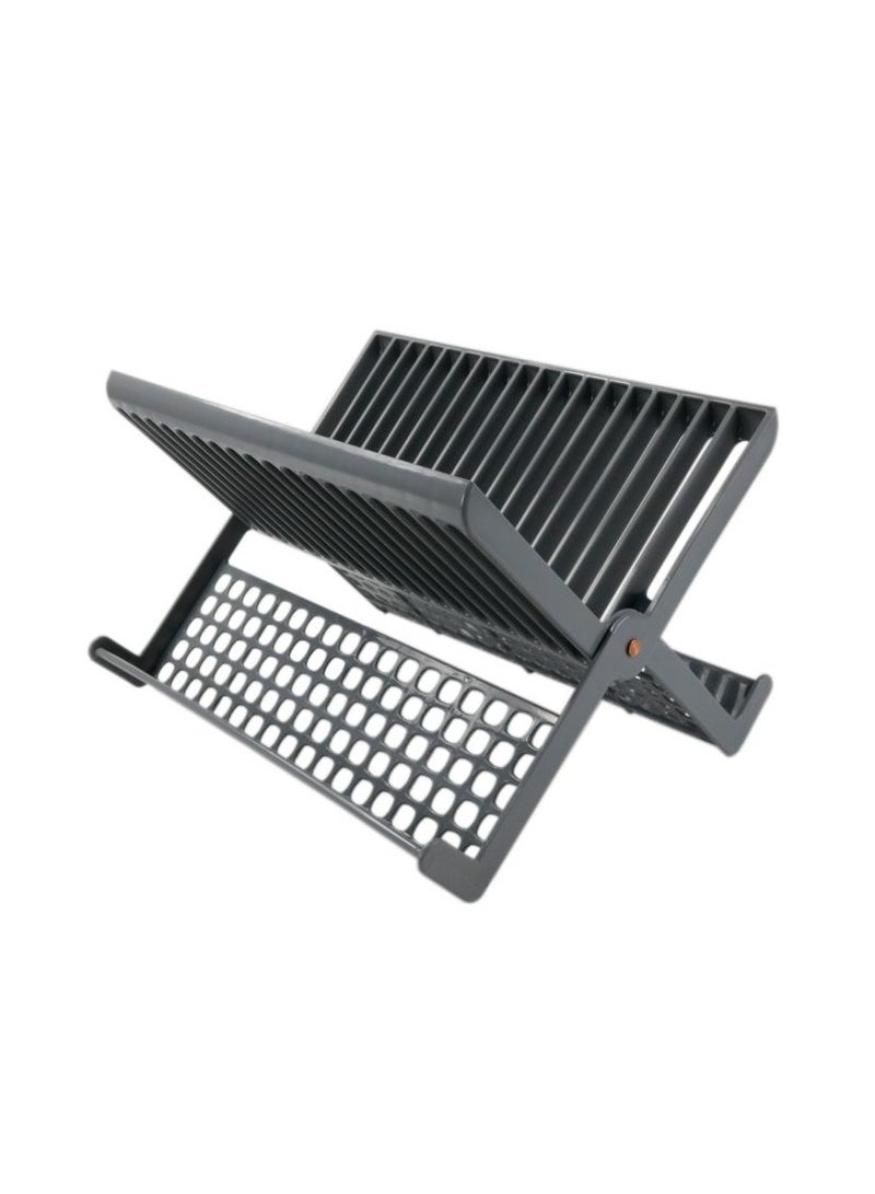 Folding Dish Drainer Plate Drying Rack With Cutlery Holder