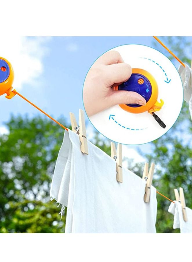 COOLBABY Portable Travel Clothesline.Artifact For Business Travel.Suitable For Hotel Travel.Cruise Ship.Outdoor/Indoor. With 20 Clothespins.10 Fixed Buckles.4 Folding Hangers