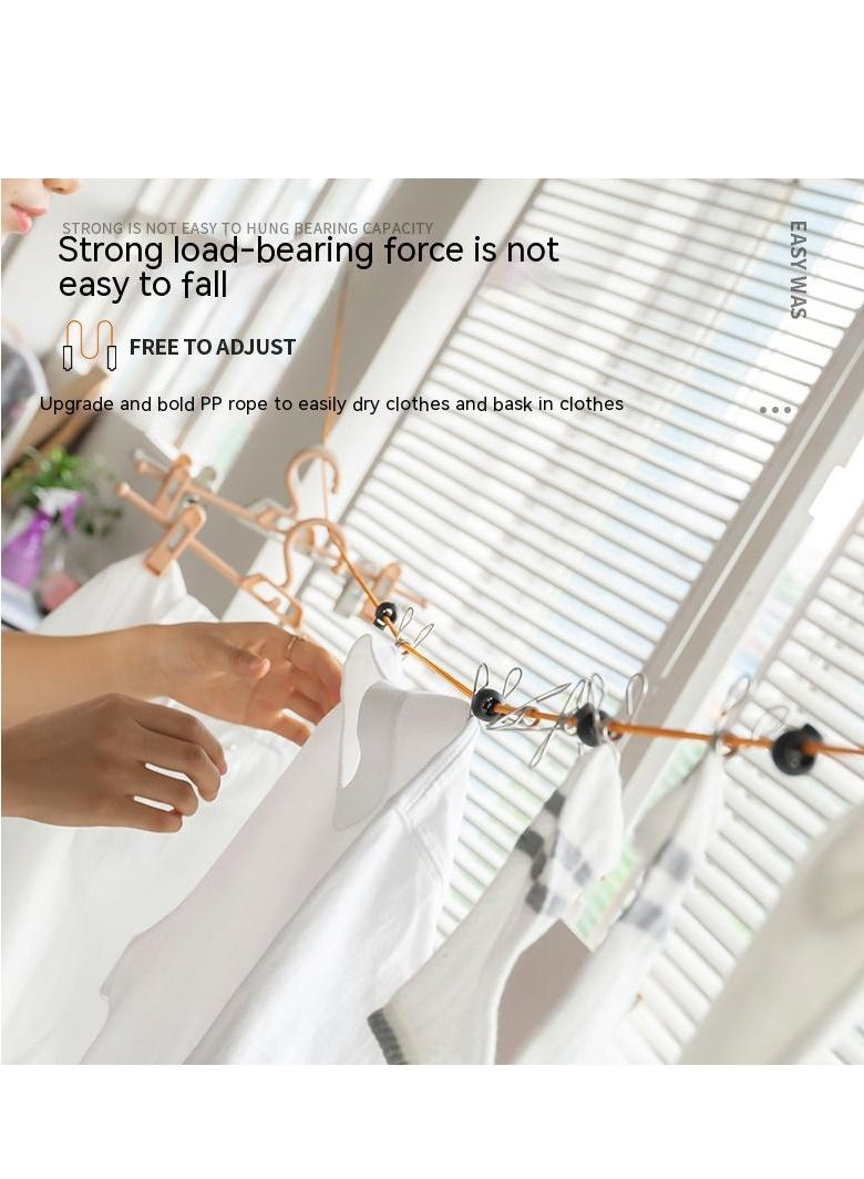 COOLBABY Portable Travel Clothesline.Artifact For Business Travel.Suitable For Hotel Travel.Cruise Ship.Outdoor/Indoor. With 20 Clothespins.10 Fixed Buckles.4 Folding Hangers