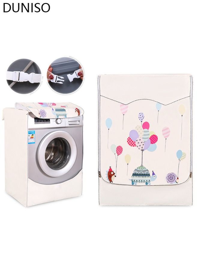 Thick Fabric Washing Machine Cover Waterproof Dustproof Sunscreen Durable Washer Cover with Smooth Zipper and Velcro for Laundry Kitchen Home XL