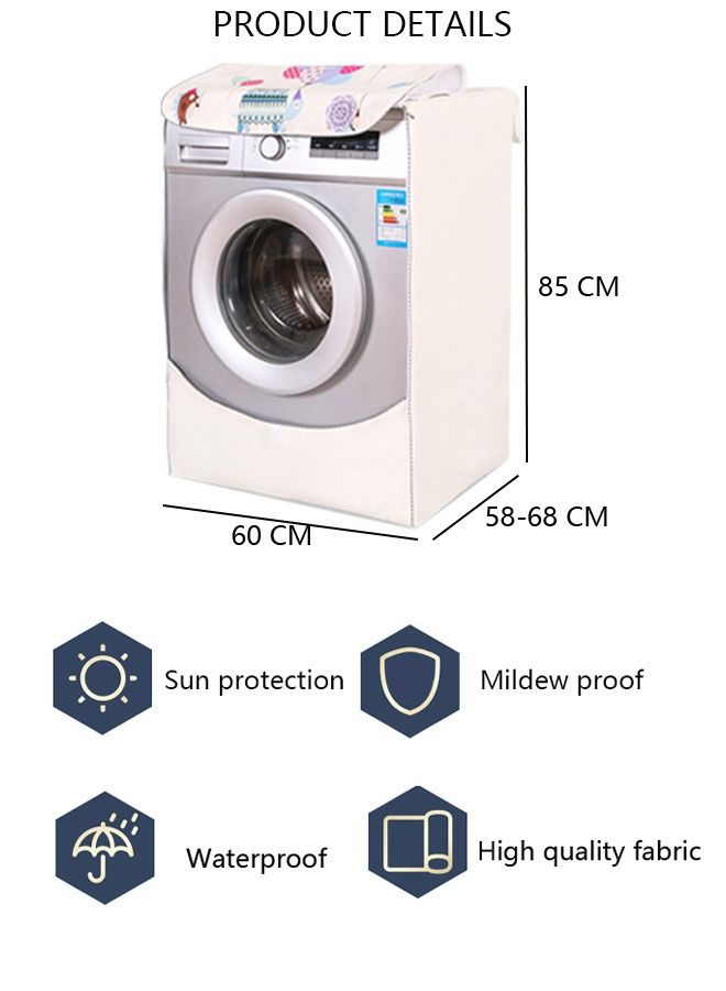 Thick Fabric Washing Machine Cover Waterproof Dustproof Sunscreen Durable Washer Cover with Smooth Zipper and Velcro for Laundry Kitchen Home XL