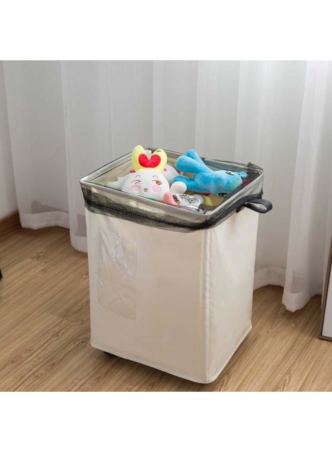 Oliver Wide Laundry Hamper with 4 wheels Off White 40X33X58 HCM