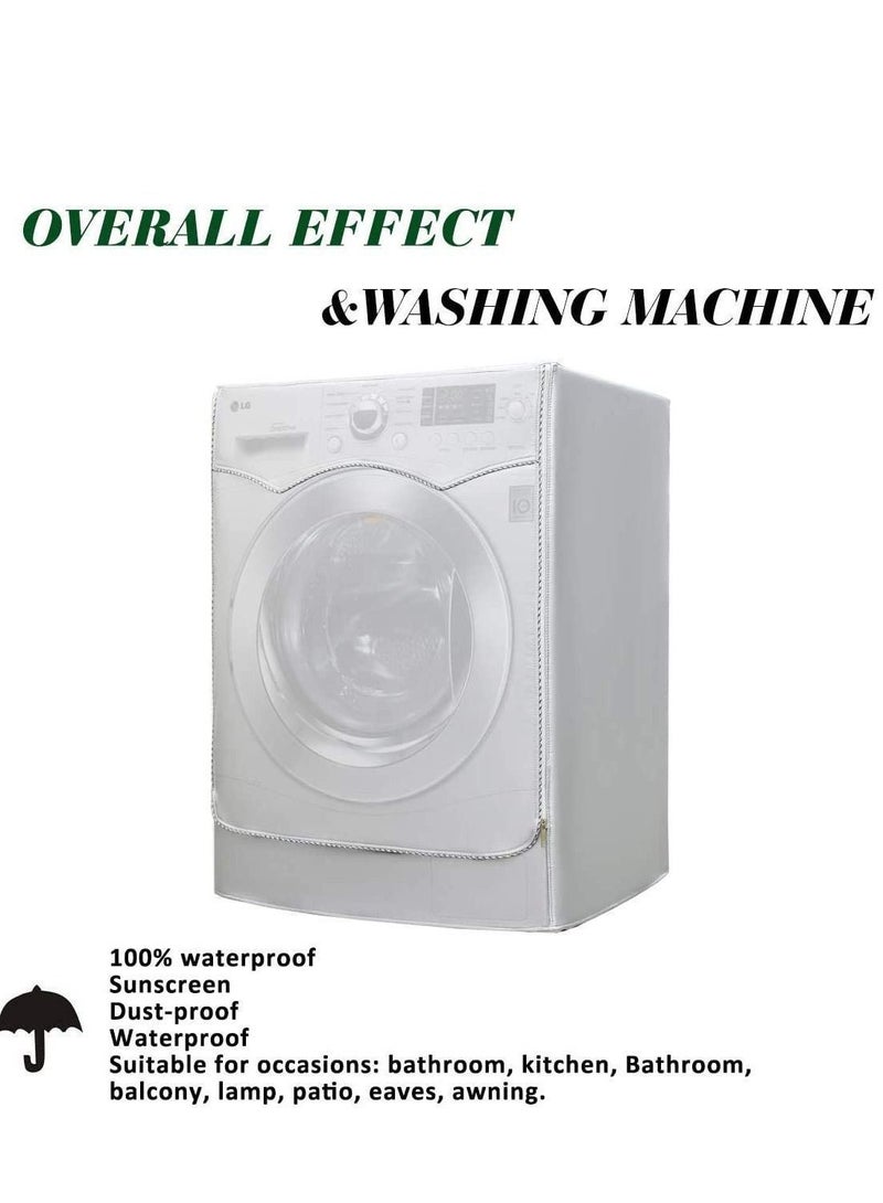 Washer Cover Dryer, Washine Machine Waterproof and dustproof thickening Front Loading, Silver Coating Oxford Cloth Roller Washing Sun resistant Dust