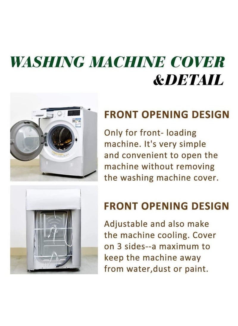 Washer Cover Dryer, Washine Machine Waterproof and dustproof thickening Front Loading, Silver Coating Oxford Cloth Roller Washing Sun resistant Dust