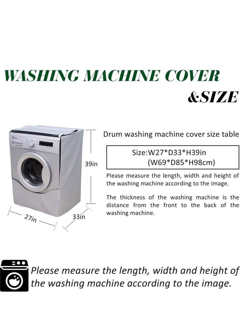 Washer Cover Dryer, Washine Machine Waterproof and dustproof thickening Front Loading, Silver Coating Oxford Cloth Roller Washing Sun resistant Dust