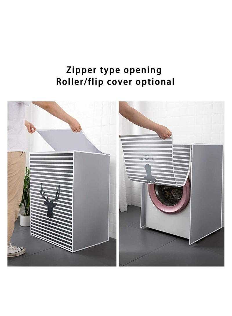 Washing Machine Cover, Clothes Washer Dust Dryer Cover Lid Tumble Dustproof Cover Case with Zipper for Front Load Washer Protection Waterproof Sun Cartoon Pattern for Drum Washing Machine