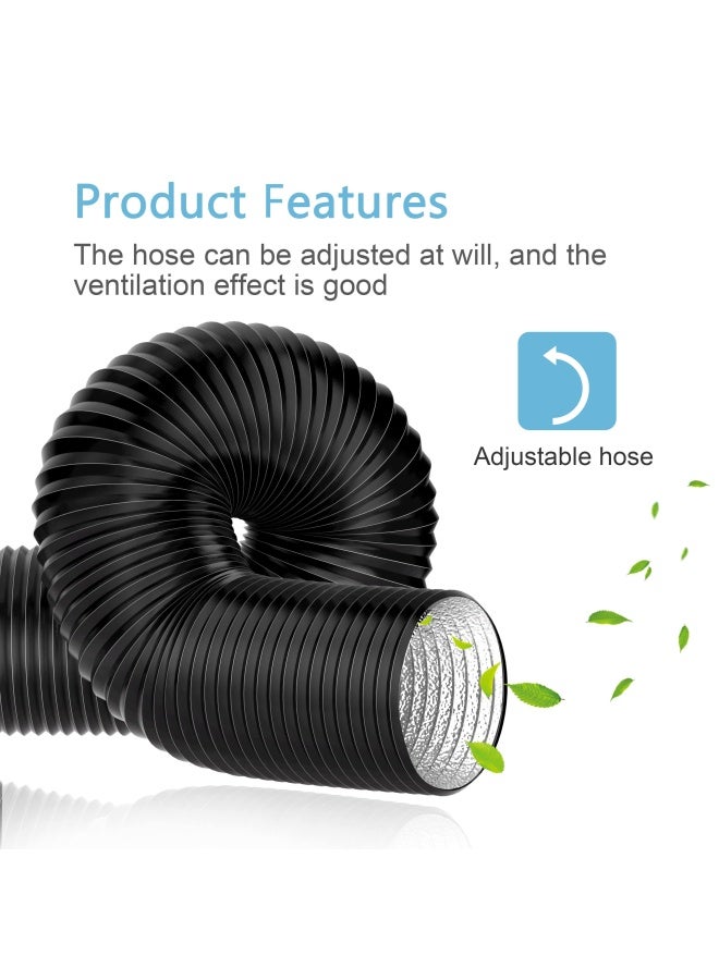 Honandguan 3 Inch 16 Ft Long Air Ducting Heavy-Duty Four-Layer Protection Dryer Vent Hose For Heating Cooling Ventilation And Exhaust-With 2 Clamps Black