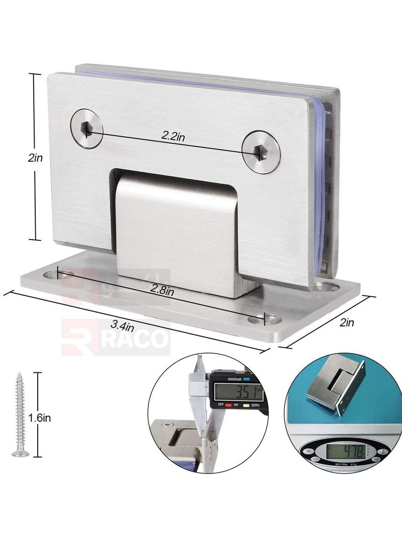 RACO Stainless Steel Heavy Duty 90 Degree Frameless Glass Door Cupboard Showcase Cabinet Clamp Glass Shower Doors Hinge Wall-to-Glass, Polished Chrome PACK OF 2.