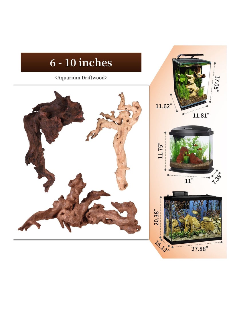 Natural Coral Driftwood for Aquarium Decor Fish Tank Decorations, Assorted Driftwood Branch 15-20cm 3 Pcs, Reptile Decor