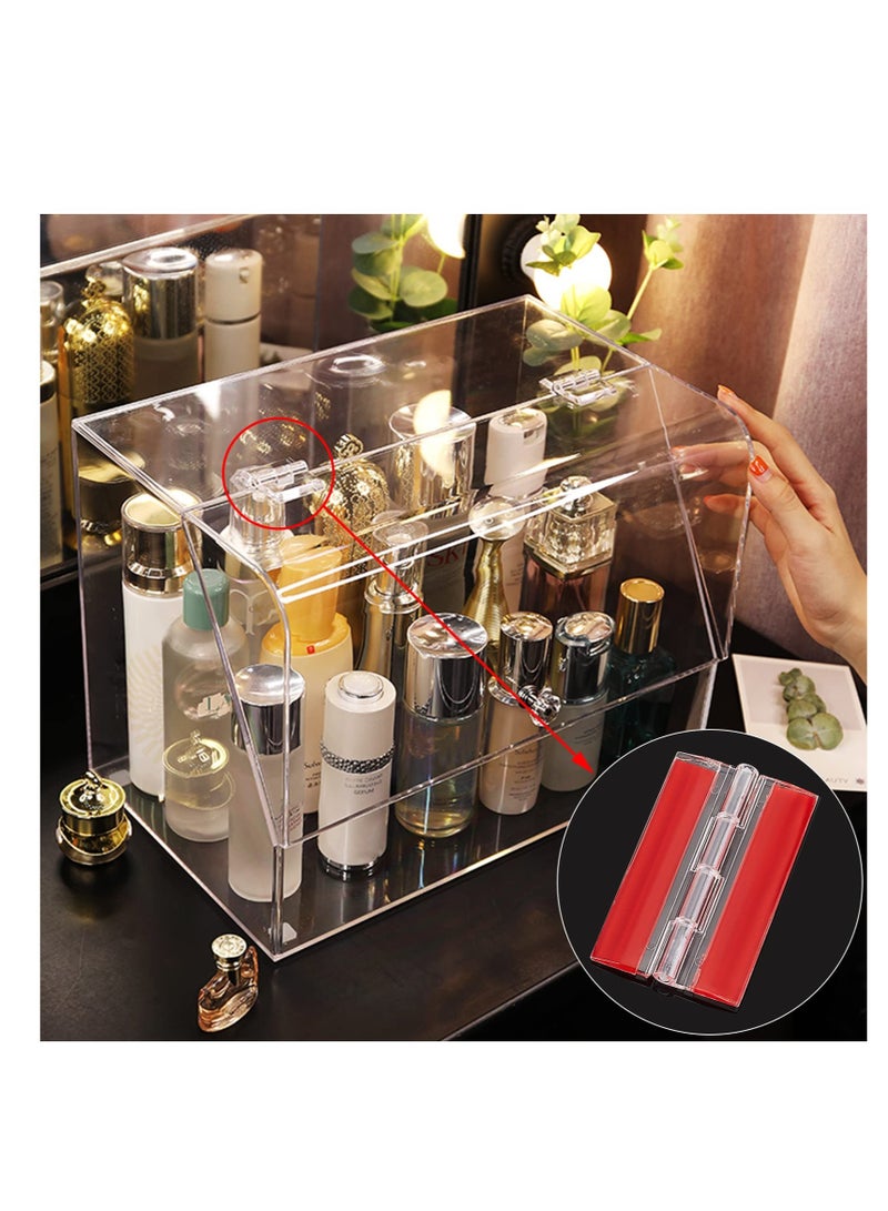 Self Adhesive Clear Acrylic Hinges, 6 Pcs Acrylic Hinges, No Glue Required, 64.5 mm Continuous Piano Hinge, Self-Adhesive Folding Hinge for DIY Transparent Box, Storage Box, Display Stand