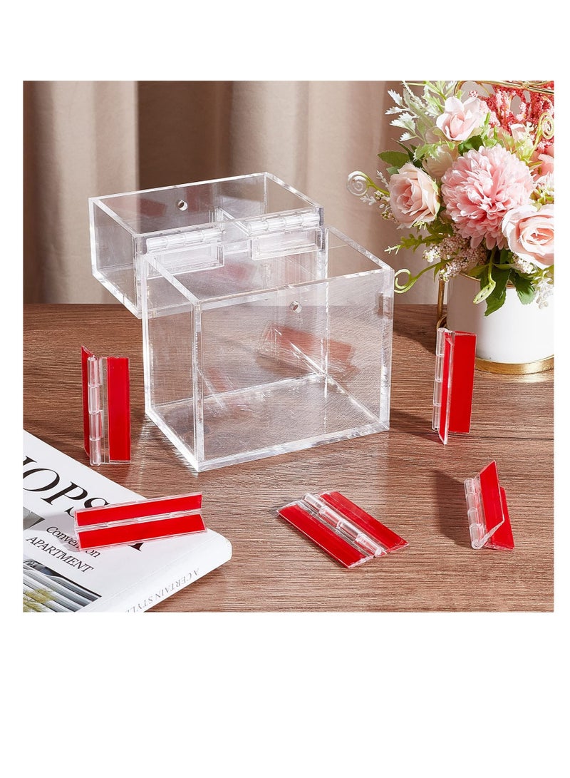 Self Adhesive Clear Acrylic Hinges, 6 Pcs Acrylic Hinges, No Glue Required, 64.5 mm Continuous Piano Hinge, Self-Adhesive Folding Hinge for DIY Transparent Box, Storage Box, Display Stand