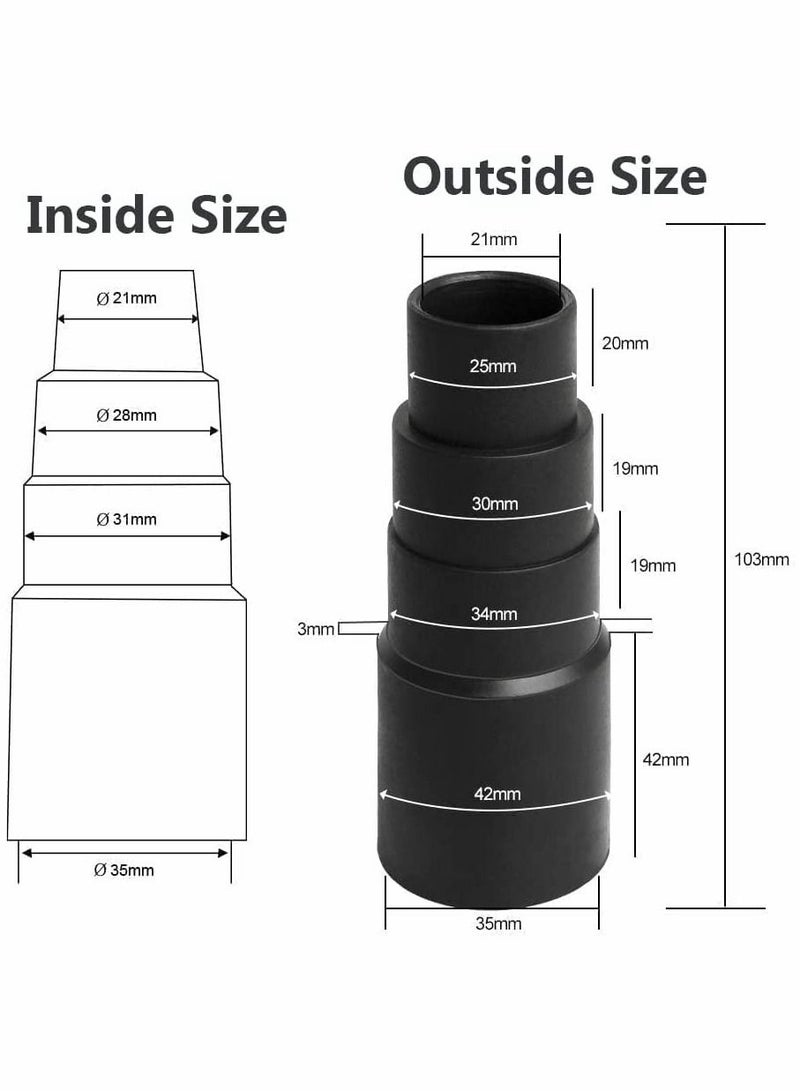 4 Pcs Vacuum Cleaner Hose Adapter, Sander Dust Extraction Adaptor for Random Orbital Sander, Jigsaw, Circular Saw Reducer (25mm/30mm/34mm/42mm)