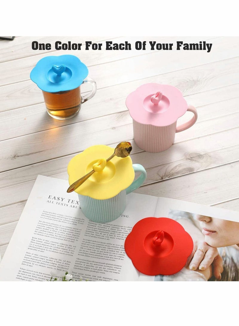 Silicone Cup Lid 4Pcs Multicolored Lids For Mugs Tea Pots Flexible Mug Covers Hot Coffee And Tea Anti Dust Airtight Seal Drink Lid Dust Proof